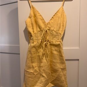 Reformation Yellow Lace-Up Mini Dress